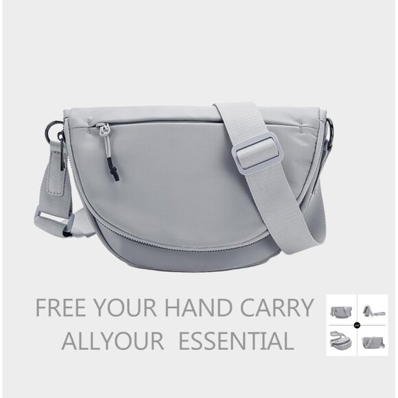 Unisex Nylon Shoulder Bag Medium Waterproof Lightweight Adjustable Strap - Picture 6 of 6